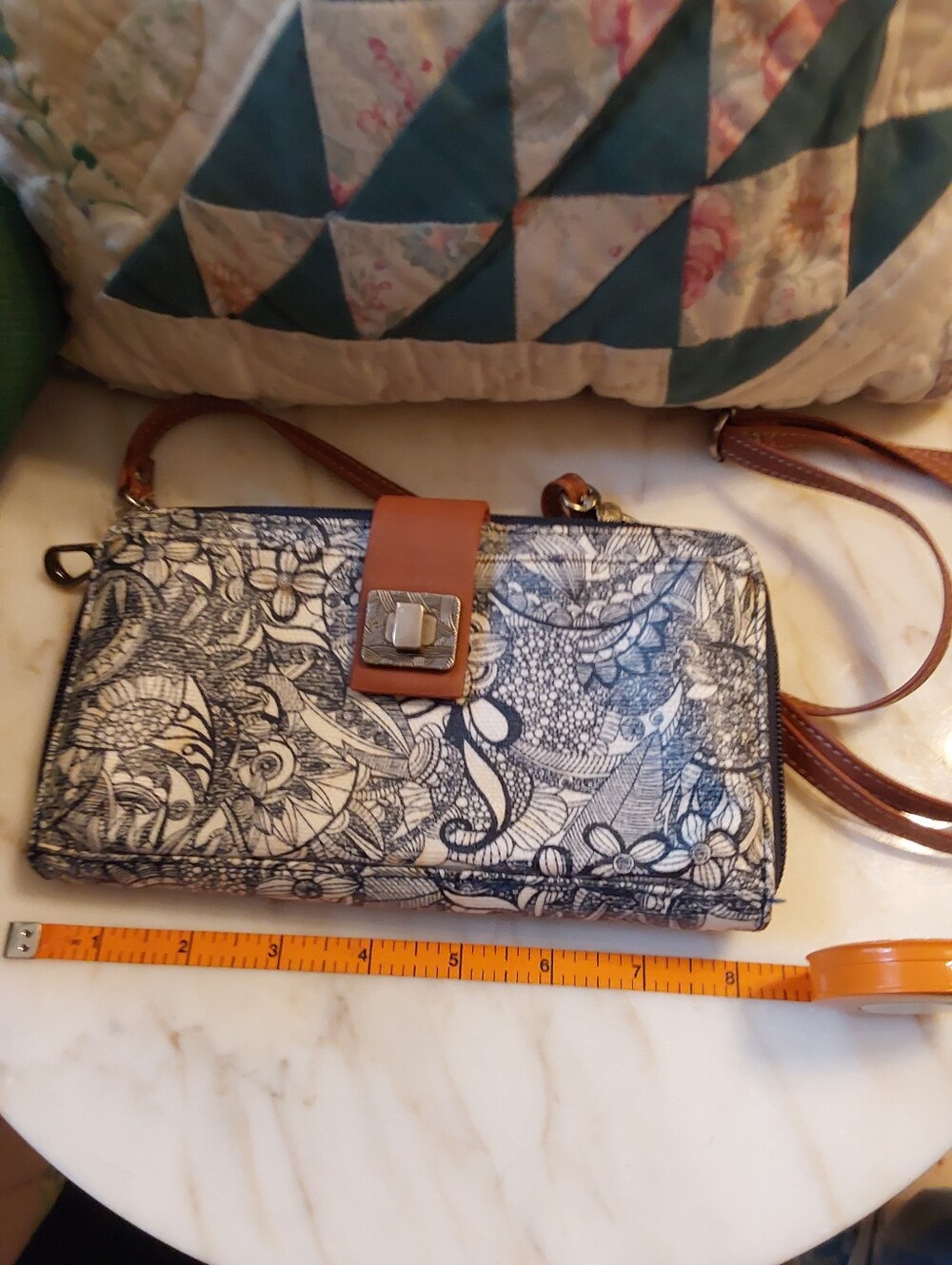 Sakroots Navy Blue and Brown Floral Crossbody Wallet - Picture 9 of 10